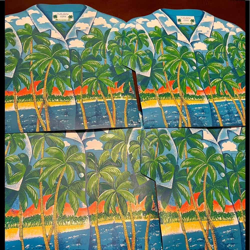 4 Paradise Cove Hawaiian Shirt Placemats Aloha Luau Palm Trees Table Mat x4